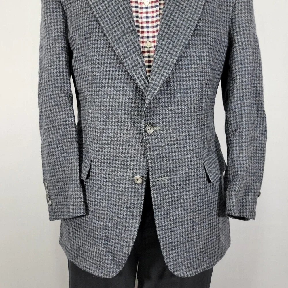 John Alexander Hart Marx Men's Tweed Sport Coat Blazer Two Button Navy Wool 38R‎